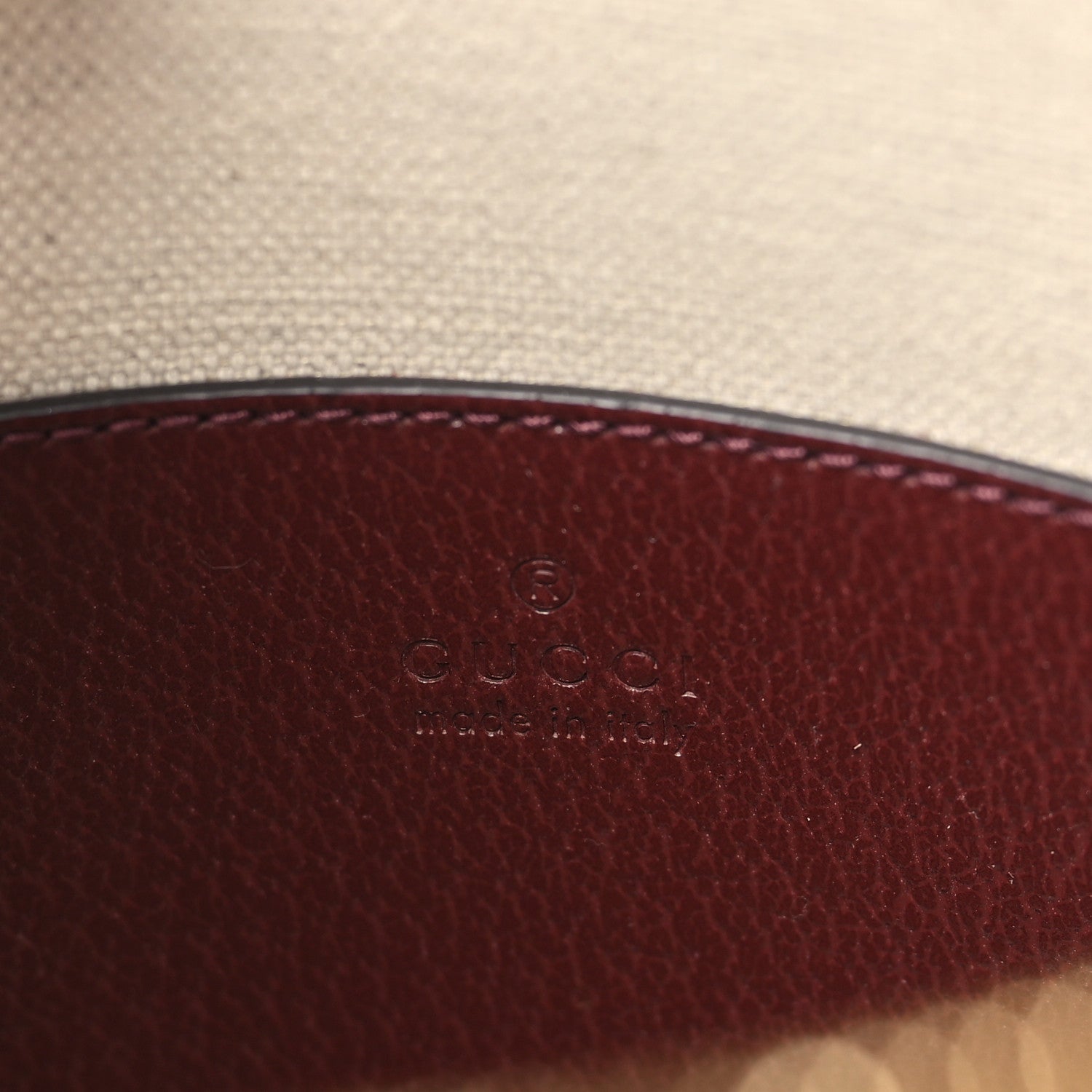 Gucci Monogram Textured Dollar Calfskin Mini Horsebit 1955 Top Handle Bag Sahara Rubino Chardonnay 6 of 9