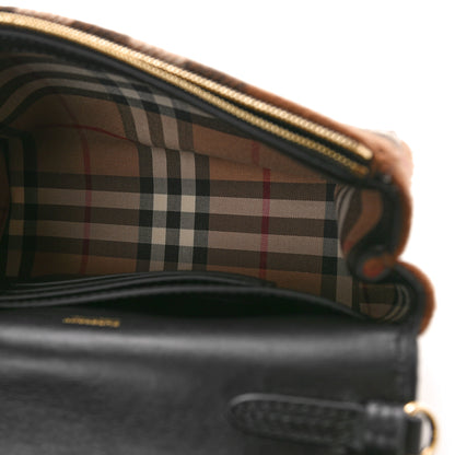 Burberry Cashmere Hackberry Check Note Medium Crossbody Bag Black 5 of 10
