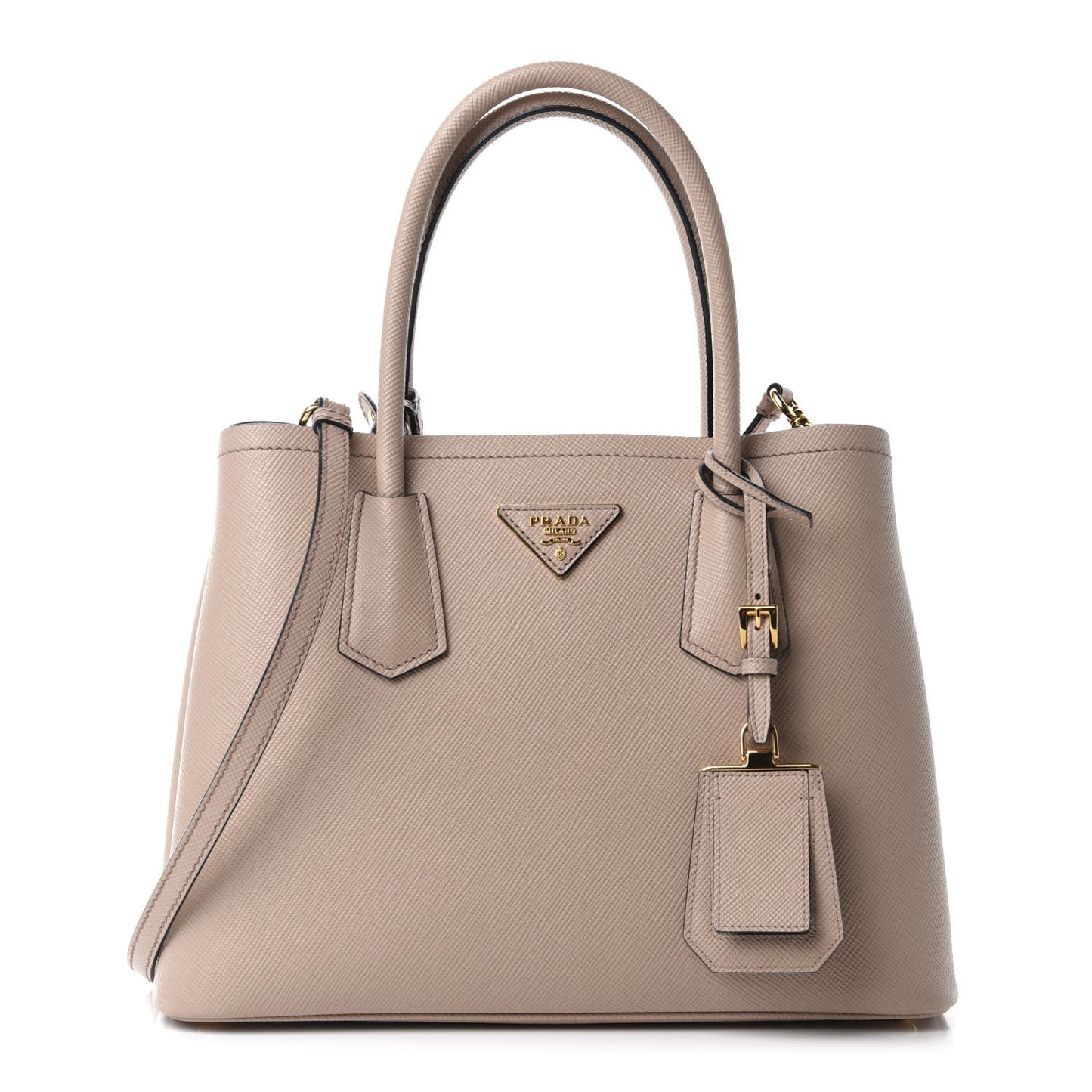 Saffiano Cuir Small Double Bag Cammeo Black
