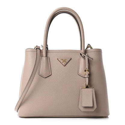 Prada Saffiano Cuir Small Double Bag Cammeo Black 1 of 11