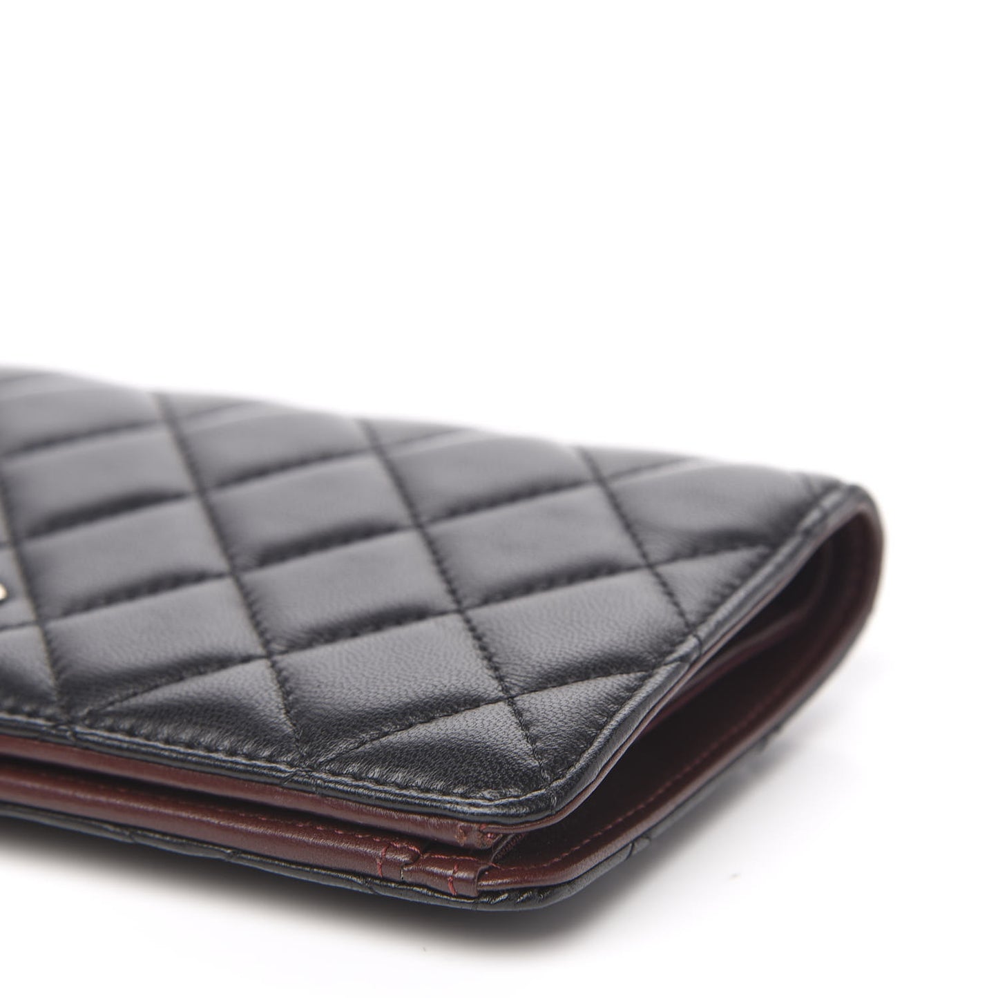 Lambskin Quilted Yen Wallet Black