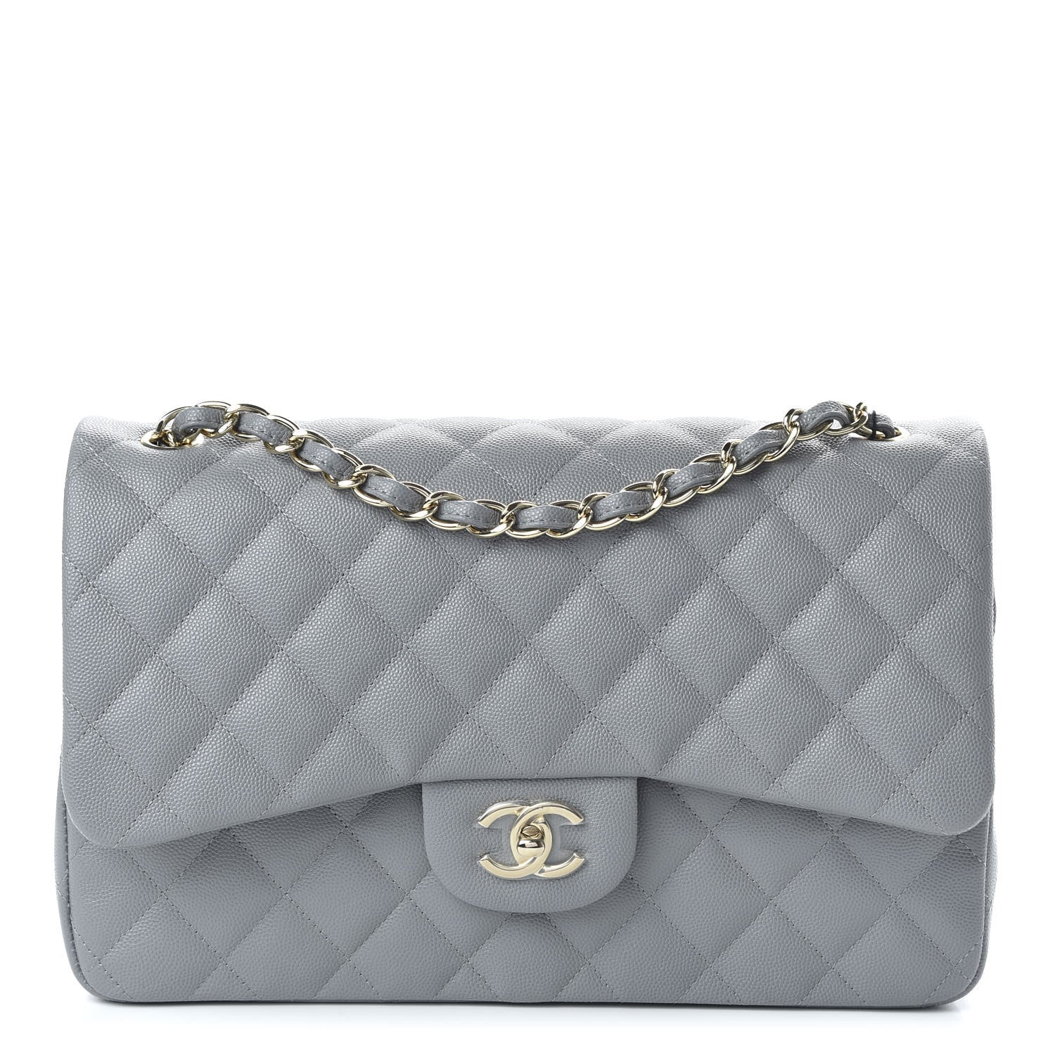 Chanel Caviar Quilted Jumbo Double Flap Grey 1 of 11