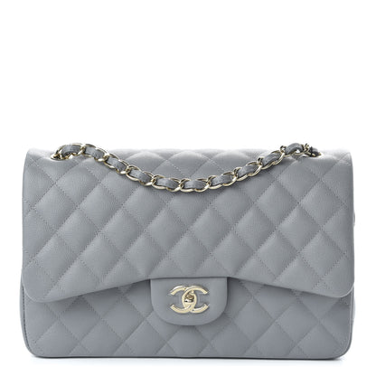 Chanel Caviar Quilted Jumbo Double Flap Grey 1 of 11