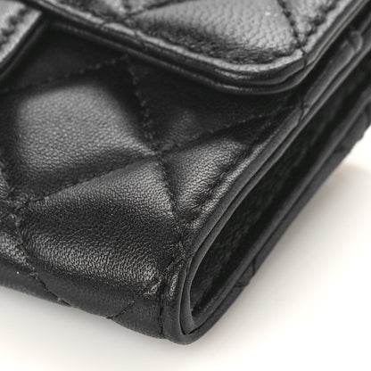 Chanel Lambskin Quilted Flap Card Holder Wallet Black 9 of 11