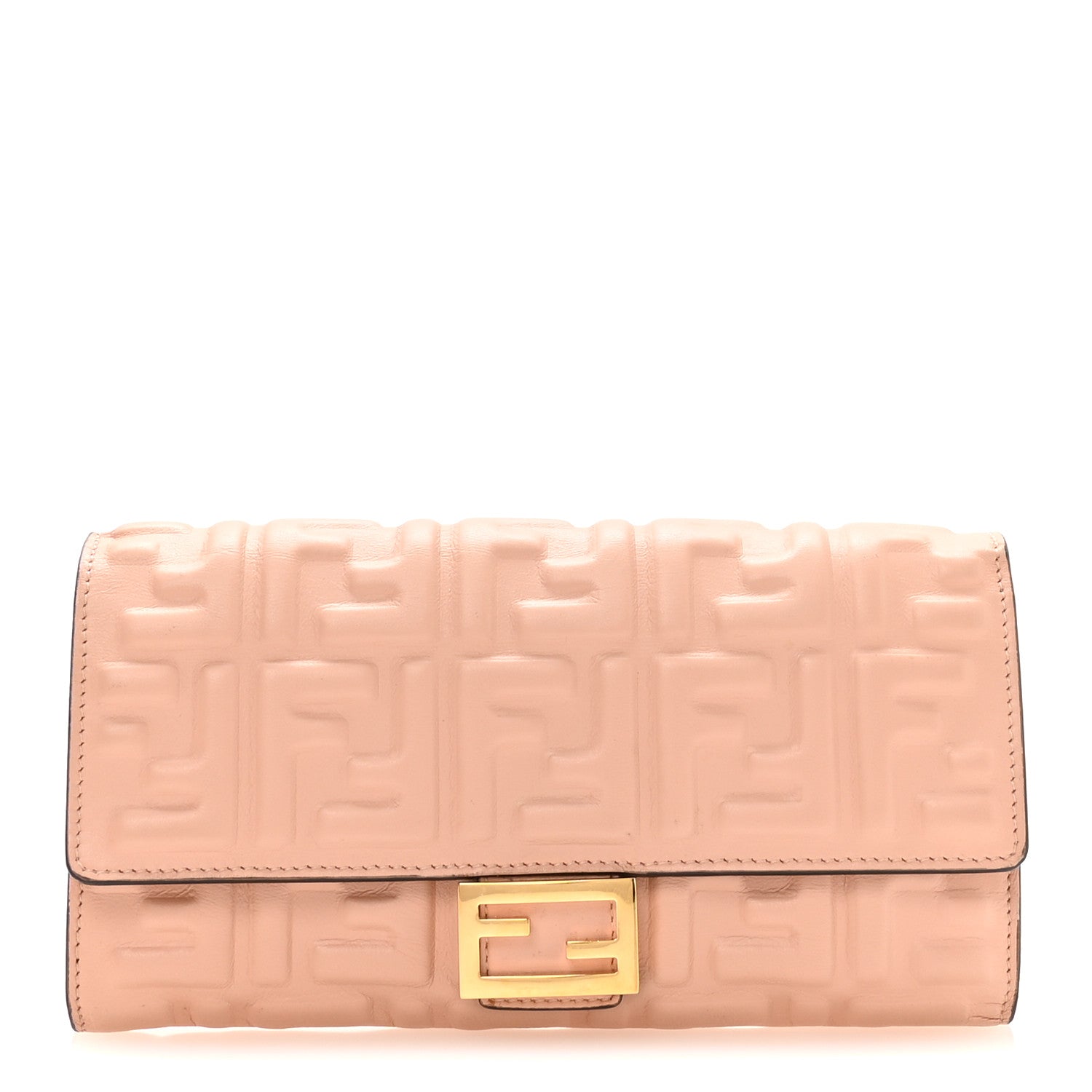 Fendi Nappa Matisse FF Embossed Continental Wallet Rose Quarzo 1 of 8