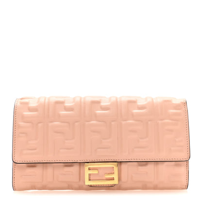 Fendi Nappa Matisse FF Embossed Continental Wallet Rose Quarzo 1 of 8