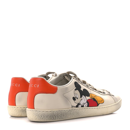 Gucci X DISNEY Miro Soft Calfskin Mickey Mouse Print Womens Ace Sneakers 35.5 Ivory Deep Orange 4 of 9