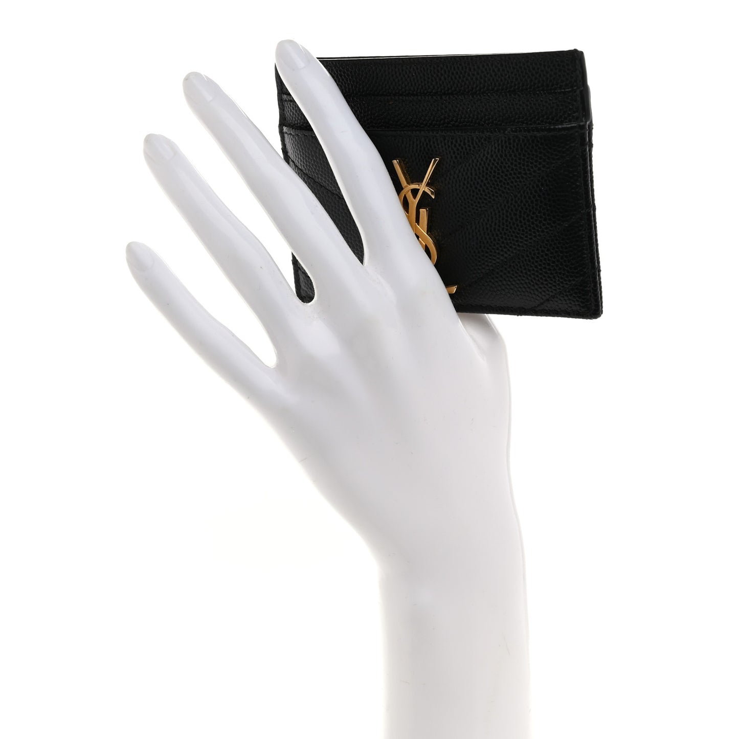 Grain De Poudre Matelasse Chevron Monogram Credit Card Case Black