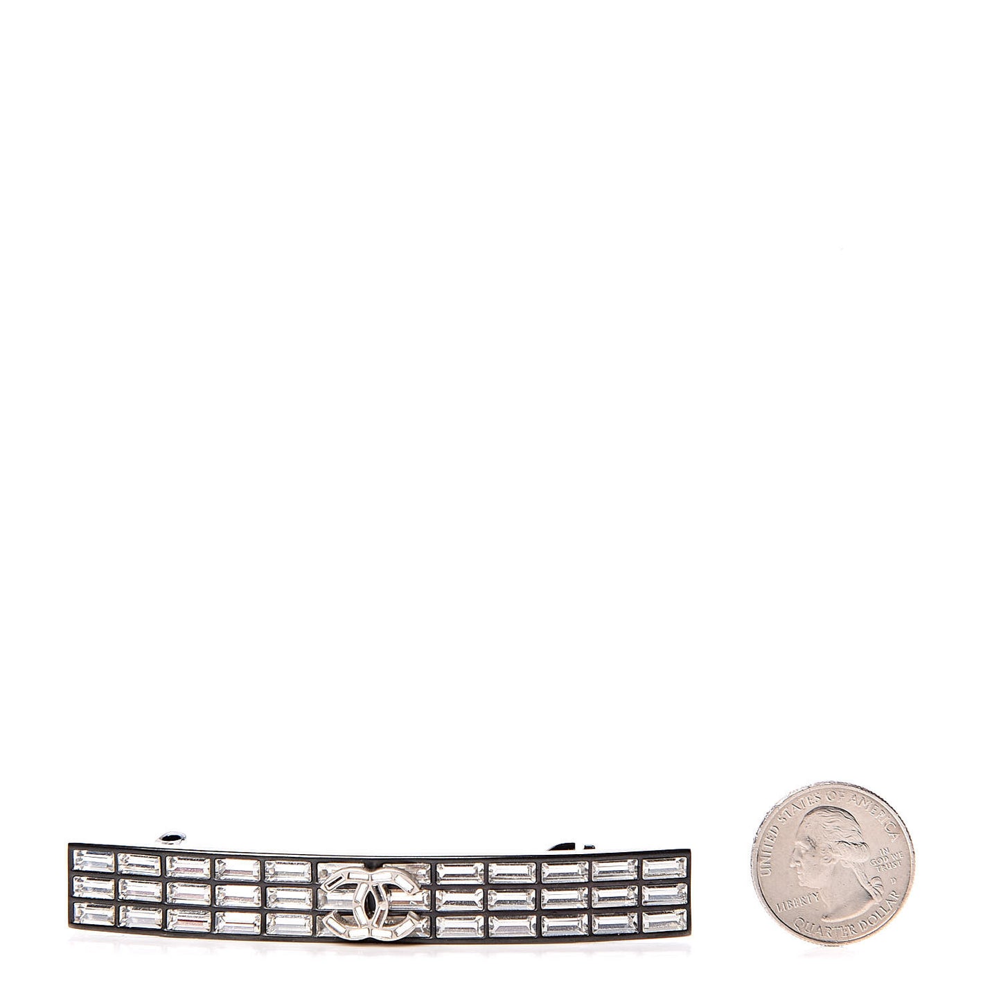 Crystal CC Hair Clip Barrette Silver