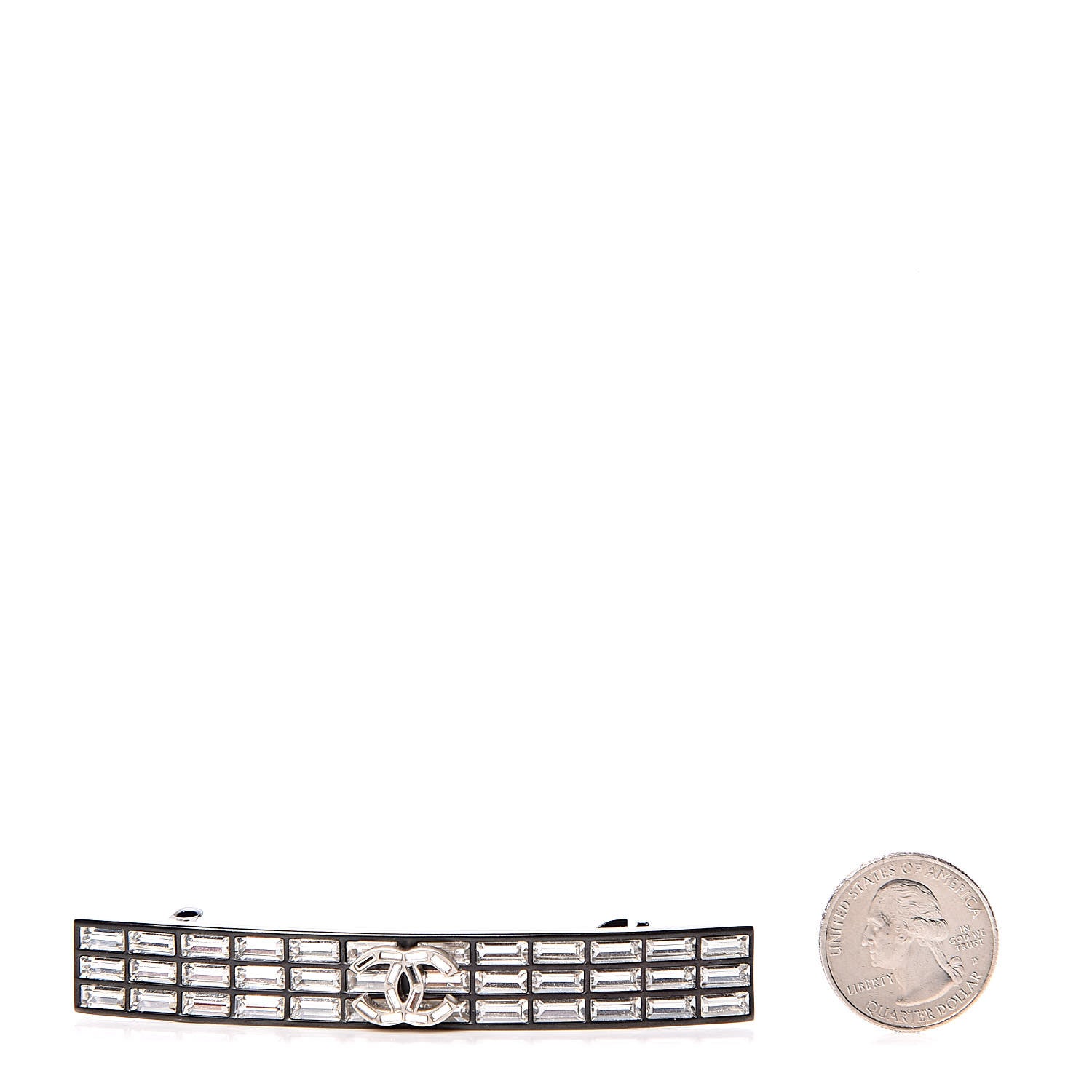 Chanel Crystal CC Hair Clip Barrette Silver 2 of 6
