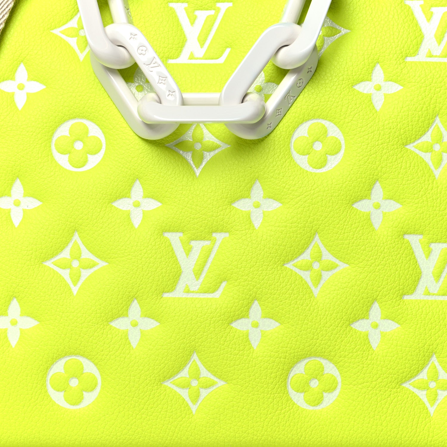 Louis Vuitton Calfskin Embossed Monogram LV Match Coussin PM Fluorescent Yellow 9 of 12