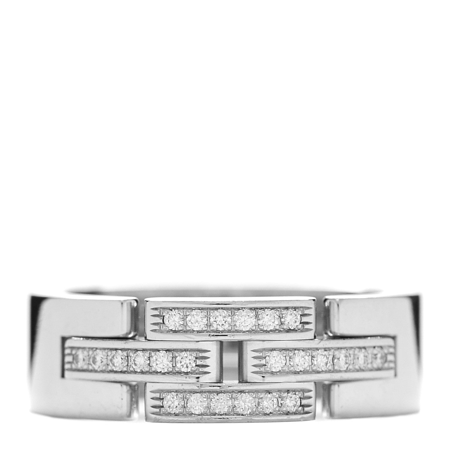 Cartier 18K White Gold Diamond Maillon Panthere Band Ring 50 5.25 1 of 5