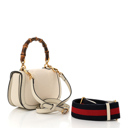Gucci Monogram Jumbo GG Textured Dollar Calfskin Web Small Bamboo 1947 Top Handle Bag Off White 3 of 10