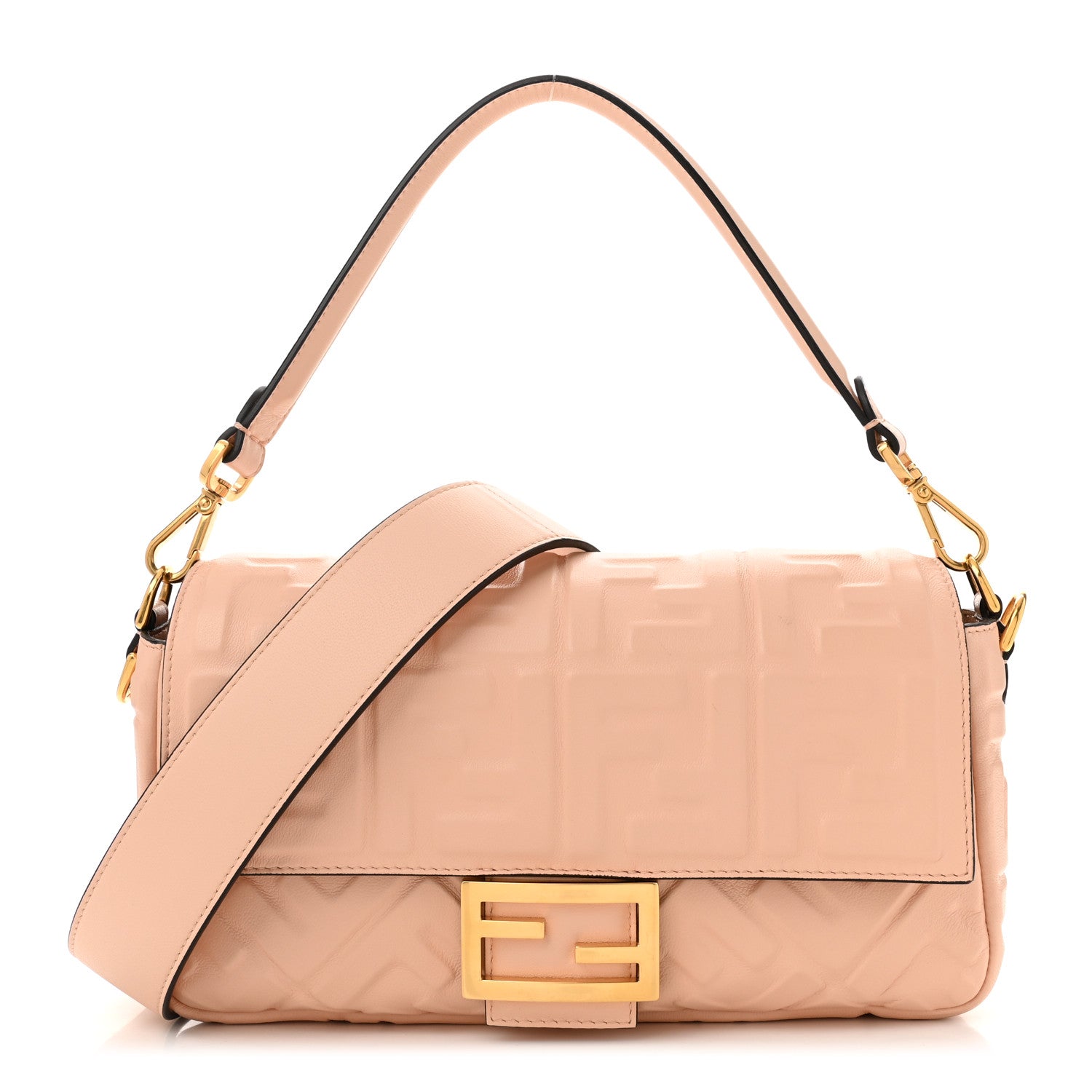 Fendi Nappa FF 1974 Embossed Baguette Baby Pink 1 of 11