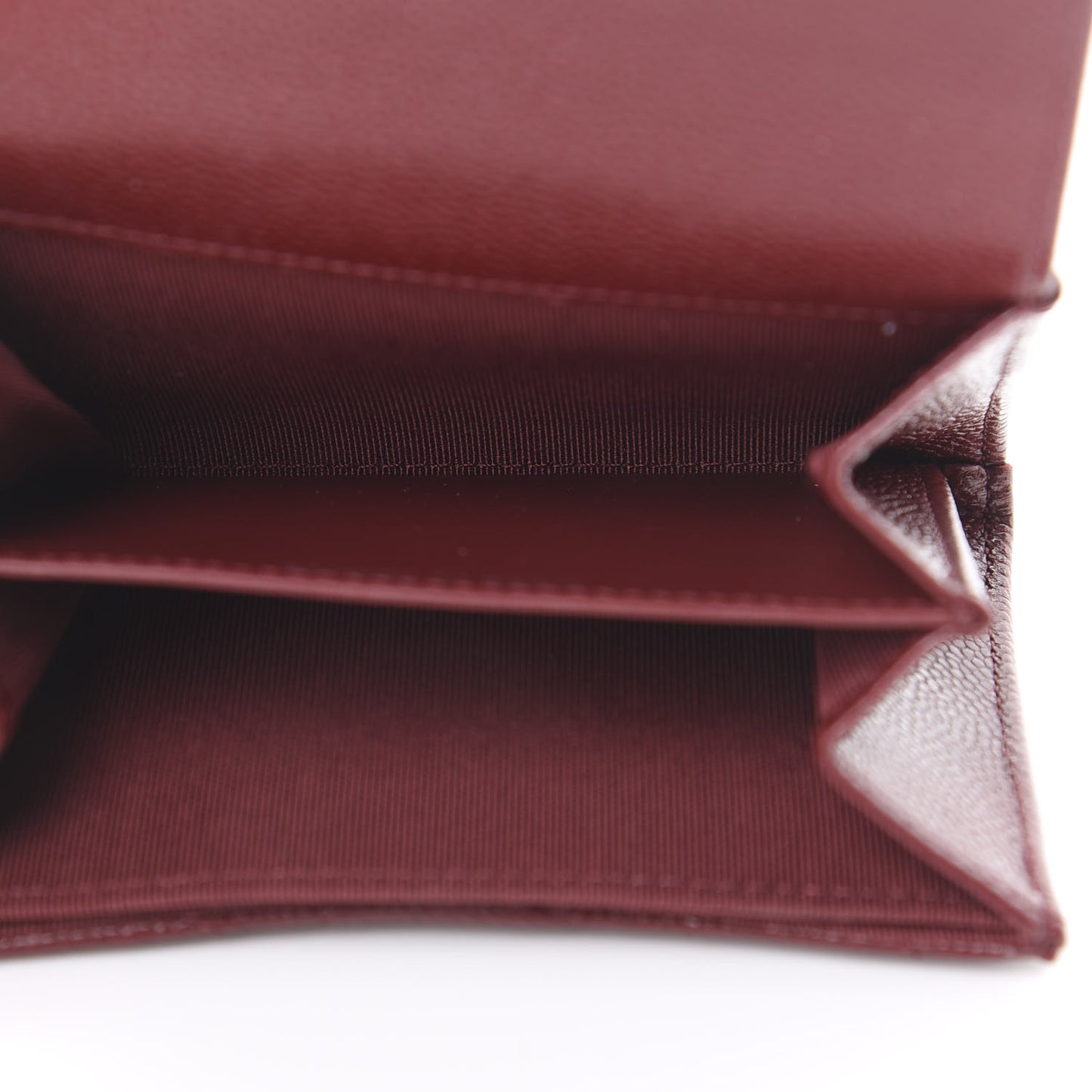 Caviar Quilted Flap Card Holder Wallet Burgundy