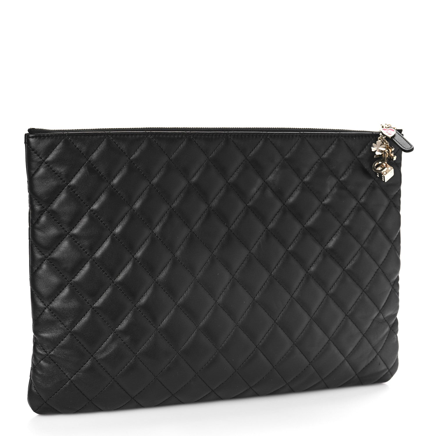 Chanel Lambskin Quilted Large Casino Beauty CC Cosmetic Case Black 3 of 9