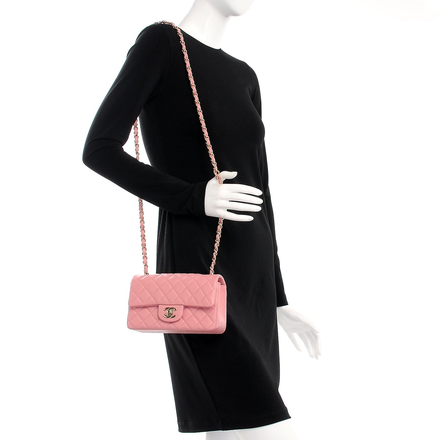 Lambskin Quilted Mini Rectangular Flap Pink