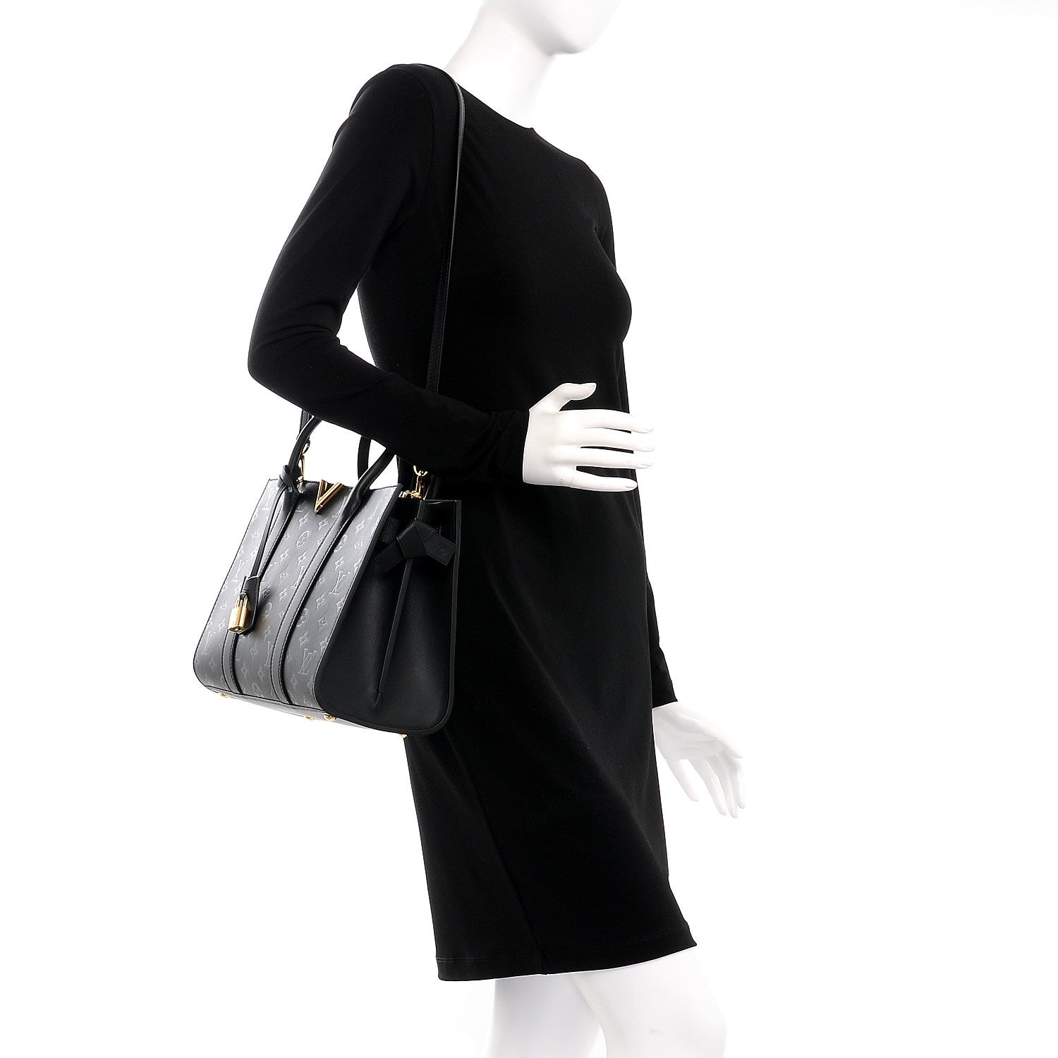 Louis Vuitton Monogram Cuir Plume Very Tote MM Black 2 of 8