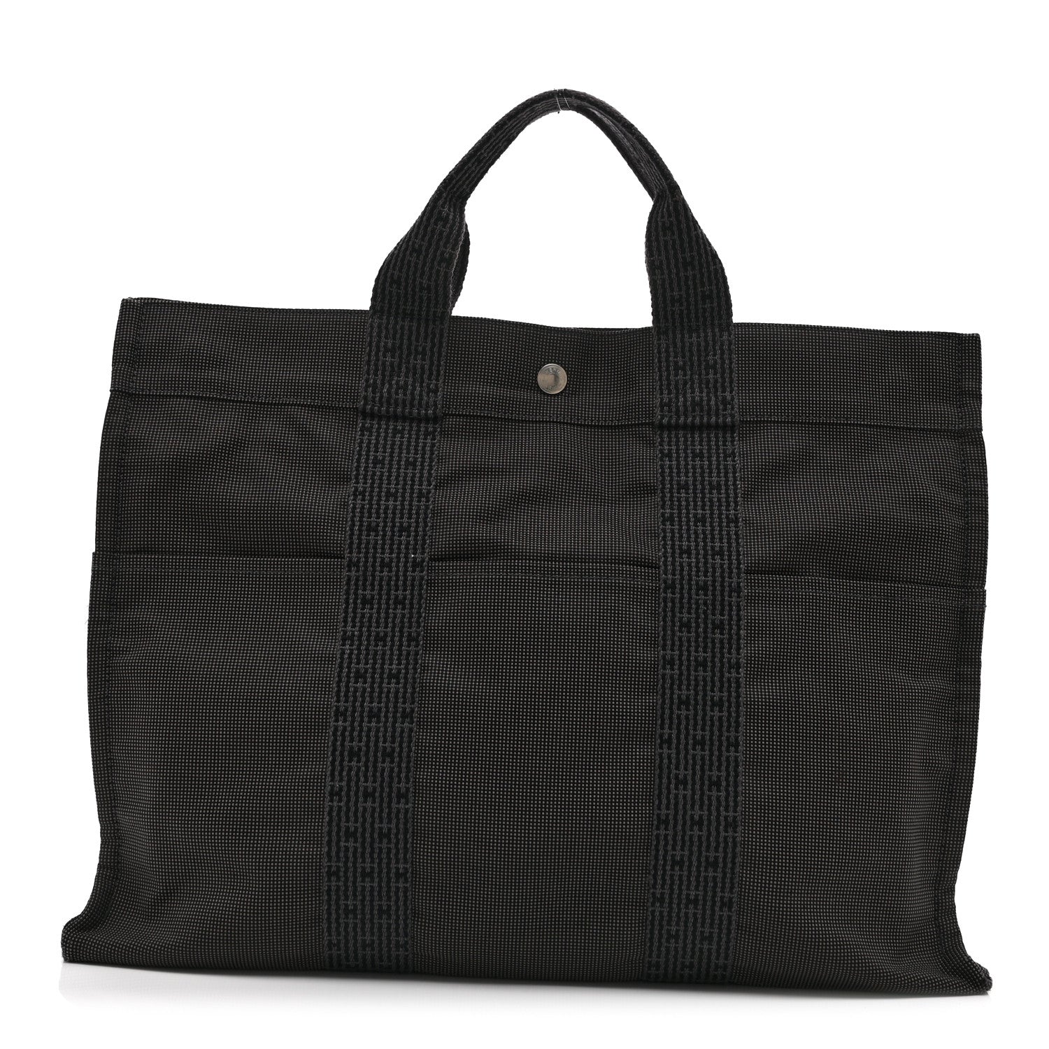Hermes Canvas Herline MM Tote Grey 7 of 9