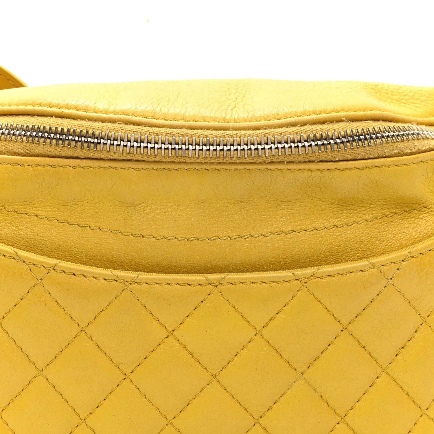 Chanel Crumpled Glazed Lambskin Quilted Waist Bag Fanny Pack Yellow 8 of 10