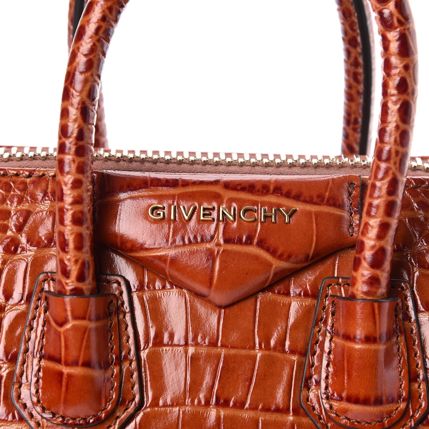 Givenchy Calfskin Crocodile Embossed Mini Antigona Cognac 11 of 11