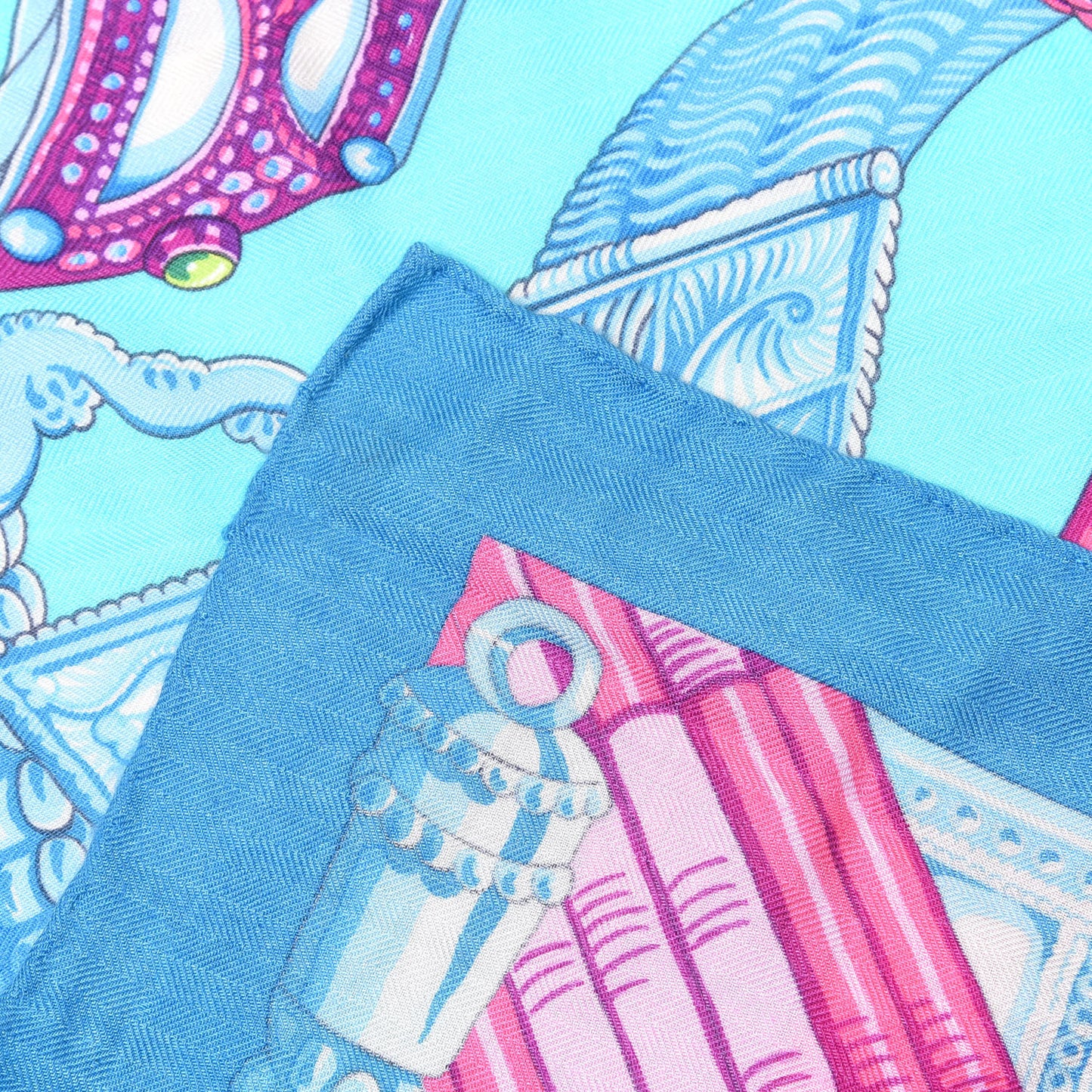 Cashmere Silk Ceintures Et Liens Shawl 140 Aqua Violet Turquoise