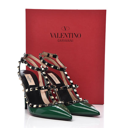 Valentino Garavani Patent Rockstud Ankle Strap 100mm Pumps 41 Smeraldo Black 10 of 10