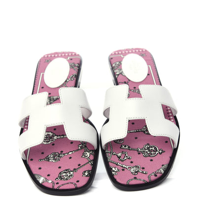 Hermes Box Calfskin Bois De Rose Oran Sandals 37.5 White 5 of 11