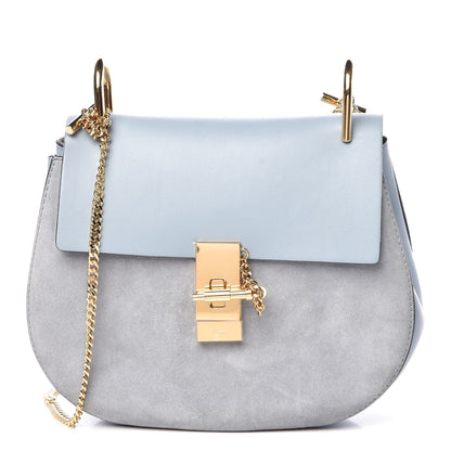 Chloe Suede Smooth Calfskin Drew Shoulder Bag Fresh Blue 1 of 7