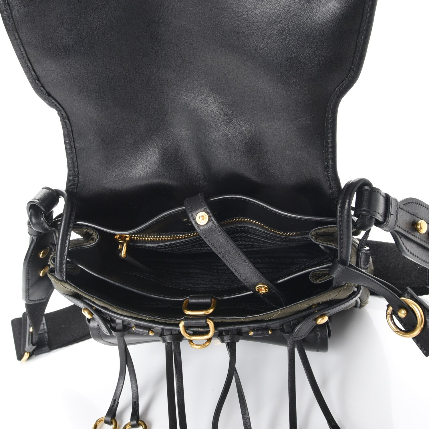Prada Nylon Calf Quilted Corsaire Bag Militare Nero Black 5 of 7