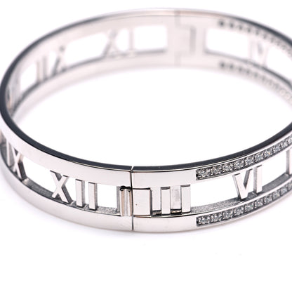 Tiffany 18K White Gold Diamond Atlas Open Hinged Bangle Bracelet 6 of 8