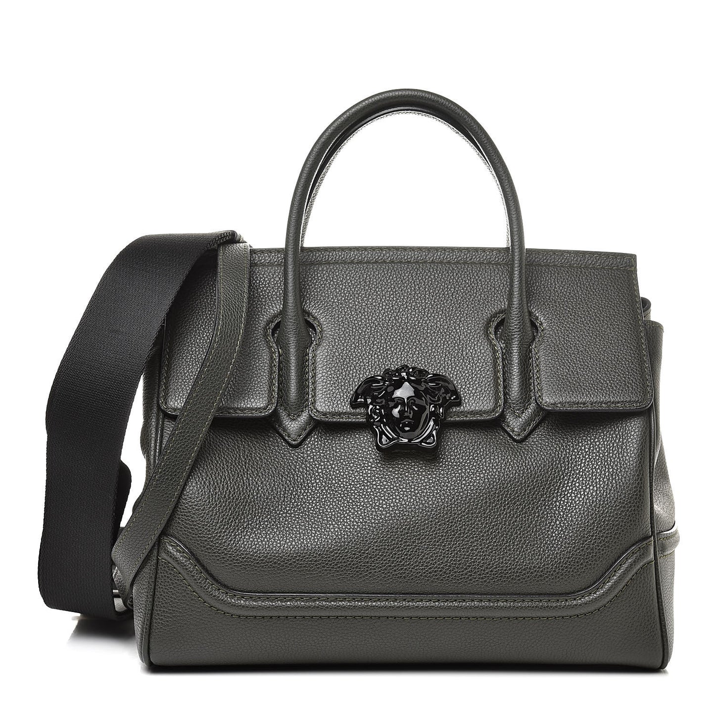 Calfskin Large Palazzo Empire Bag Verde Scuro Black