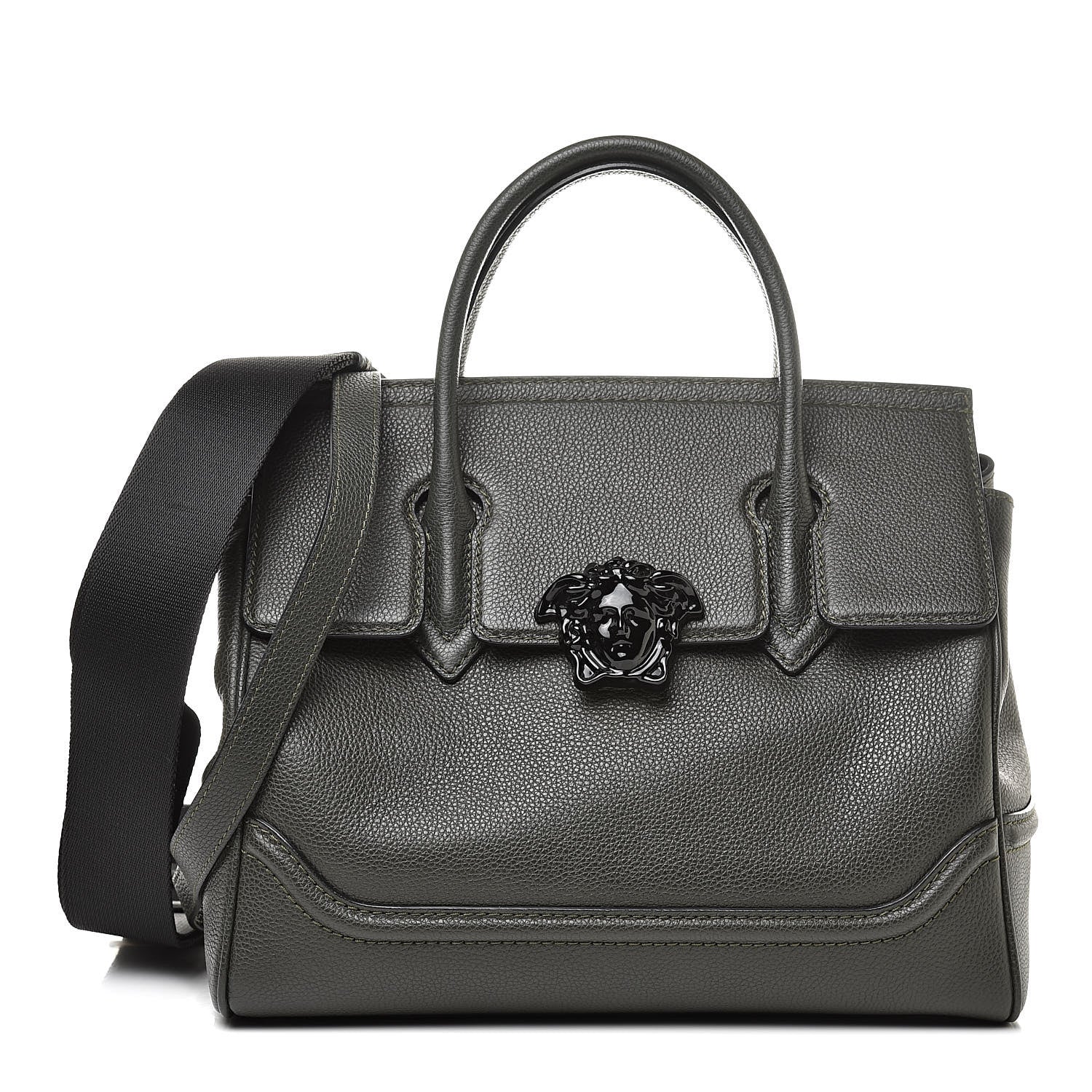Versace Calfskin Large Palazzo Empire Bag Verde Scuro Black 1 of 11