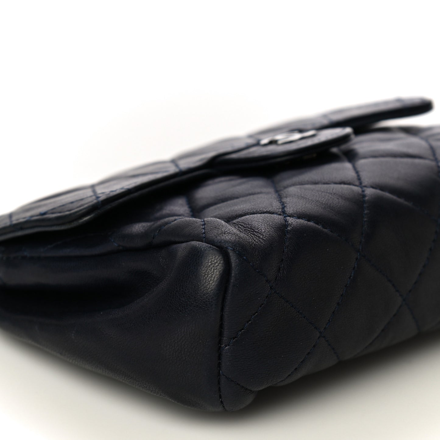 Lambskin Quilted Flap Cosmetic Case Blue