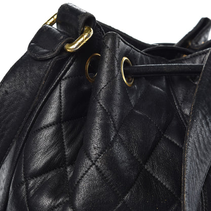 Chanel Lambskin Quilted Drawstring Bag Black 23 of 39