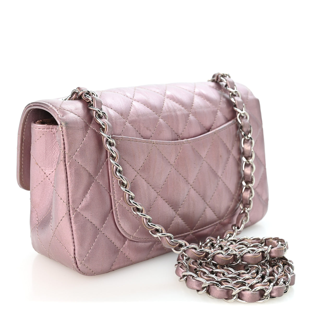 Chanel Metallic Calfskin Quilted Mini Rectangular Flap Pink 3 of 12