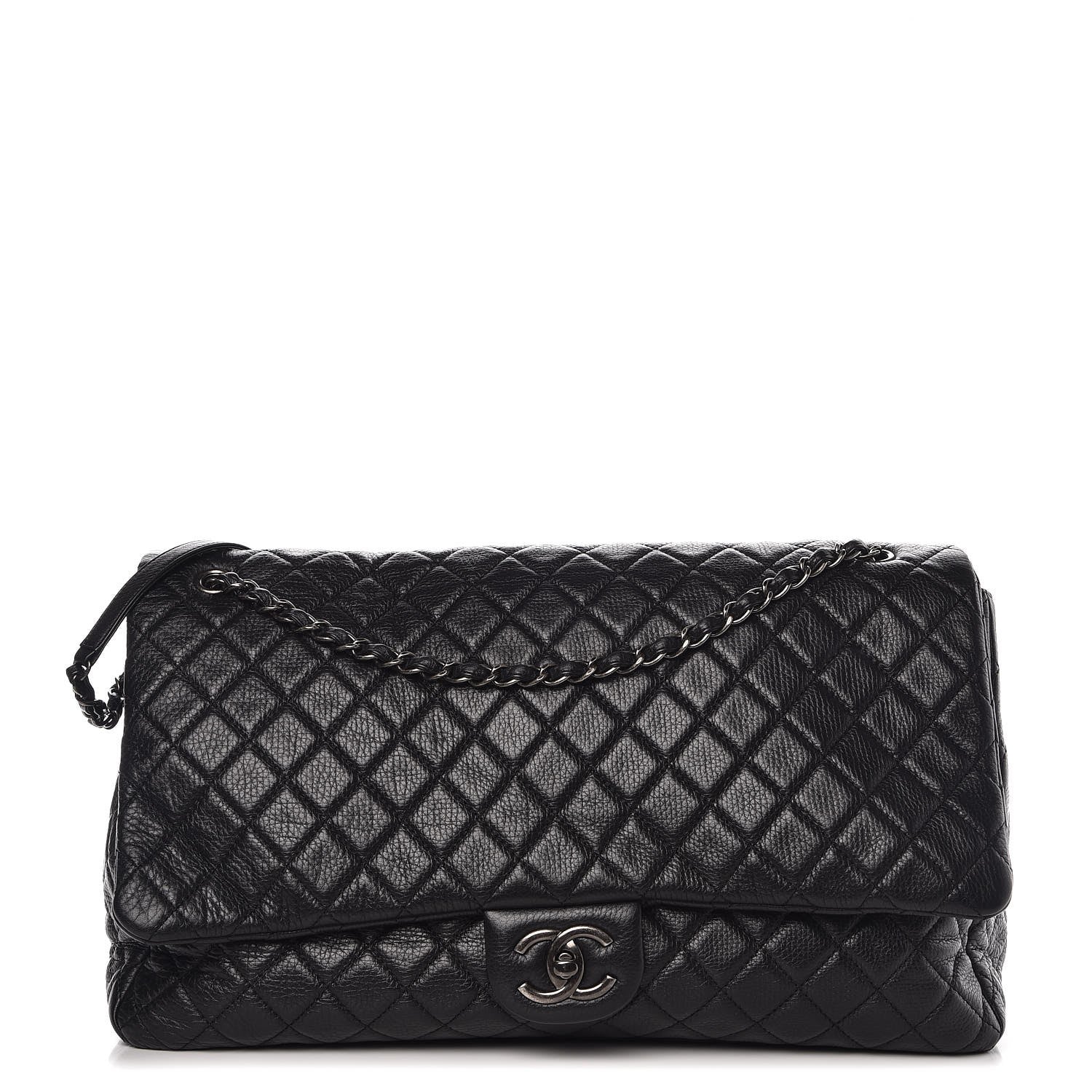 Chanel Calfskin Quilted XXL Travel Flap Bag Black 1 of 8