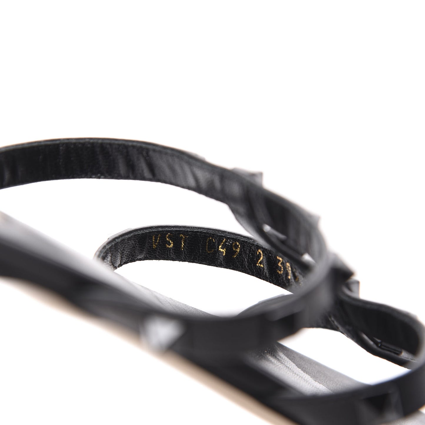 Nappa Rockstud Caged Flat Slide Sandals 39.5 Black