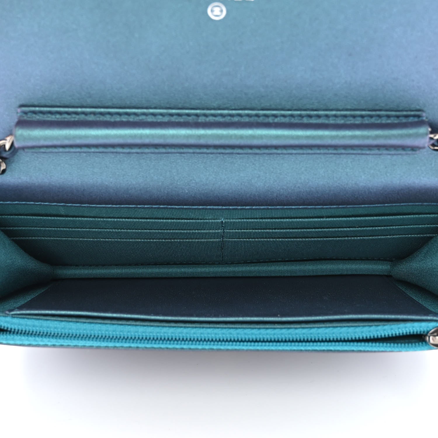 Chanel Iridescent Lambskin Quilted Wallet On Chain WOC Turquoise 5 of 12