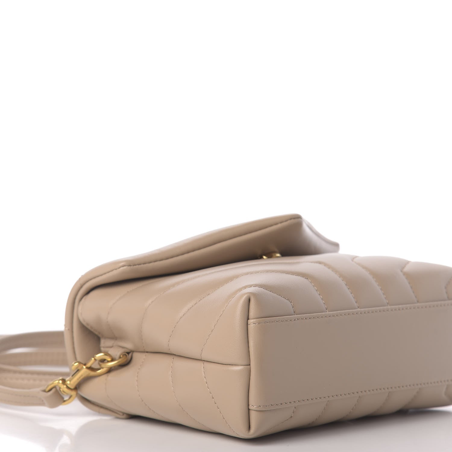 Saint Laurent Calfskin Y Quilted Monogram Toy Loulou Crossbody Bag Dark Beige 6 of 12