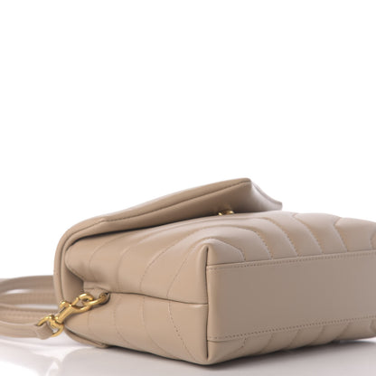 Saint Laurent Calfskin Y Quilted Monogram Toy Loulou Crossbody Bag Dark Beige 6 of 12