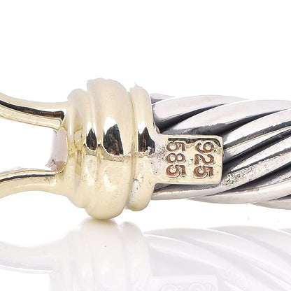 David Yurman Sterling Silver 14K Yellow Gold 7mm Cable Classic Buckle Bracelet 4 of 4