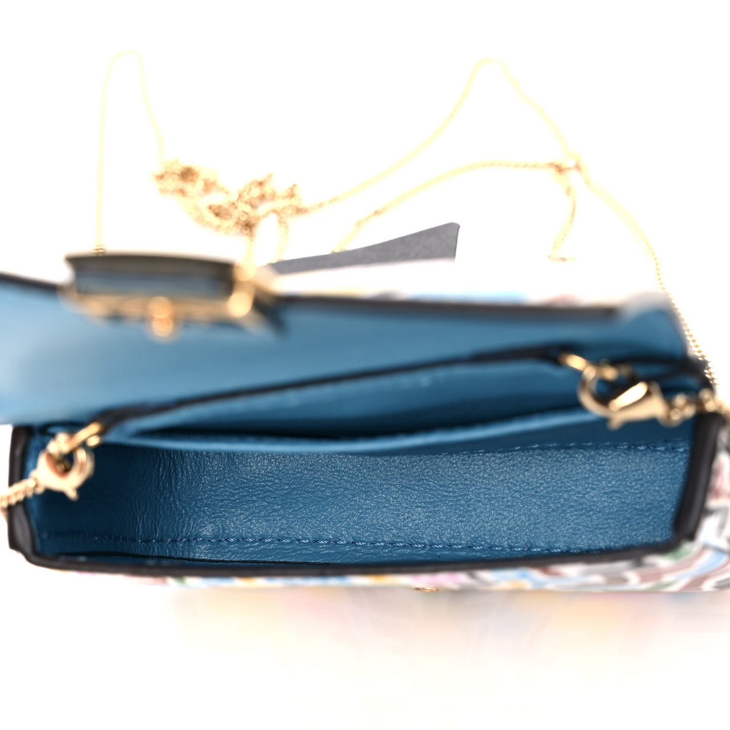 X SARAH COLEMAN Vitello Liberty Ceylon Micro FF Fish Eye Embossed Nano Baguette Charm Multicolor Cyber Blue