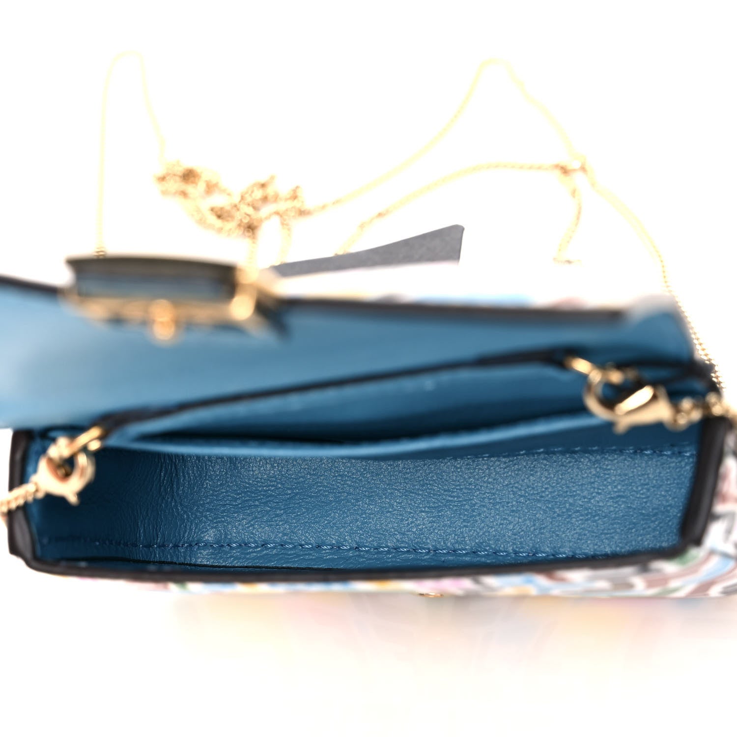 Fendi X SARAH COLEMAN Vitello Liberty Ceylon Micro FF Fish Eye Embossed Nano Baguette Charm Multicolor Cyber Blue 7 of 8