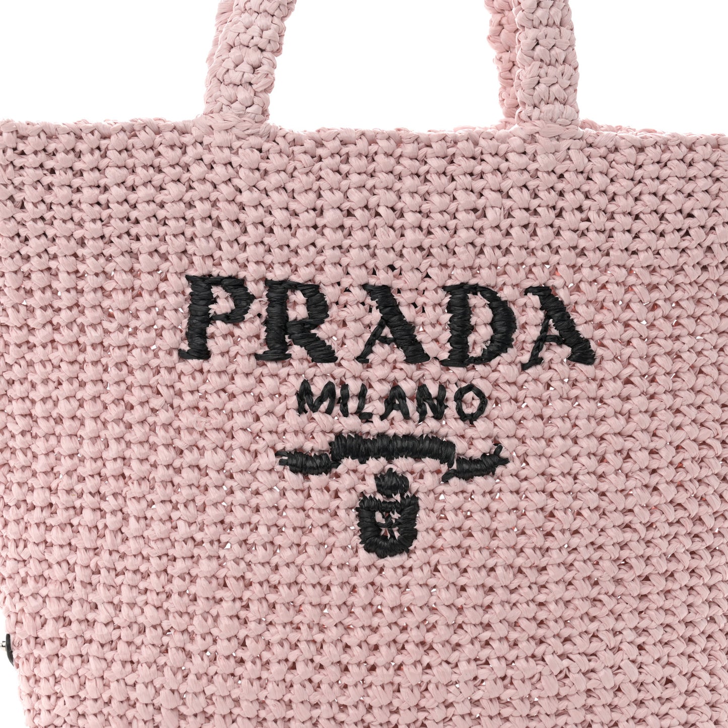 Yarn Raffia Effect Crochet Small Logo Tote Alabastro