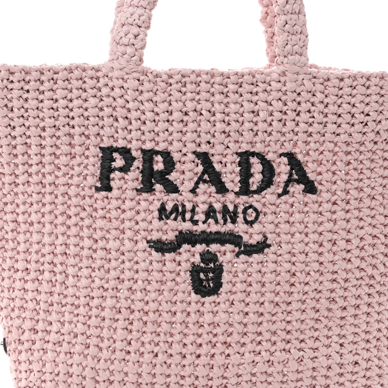 Prada Yarn Raffia Effect Crochet Small Logo Tote Alabastro 8 of 11