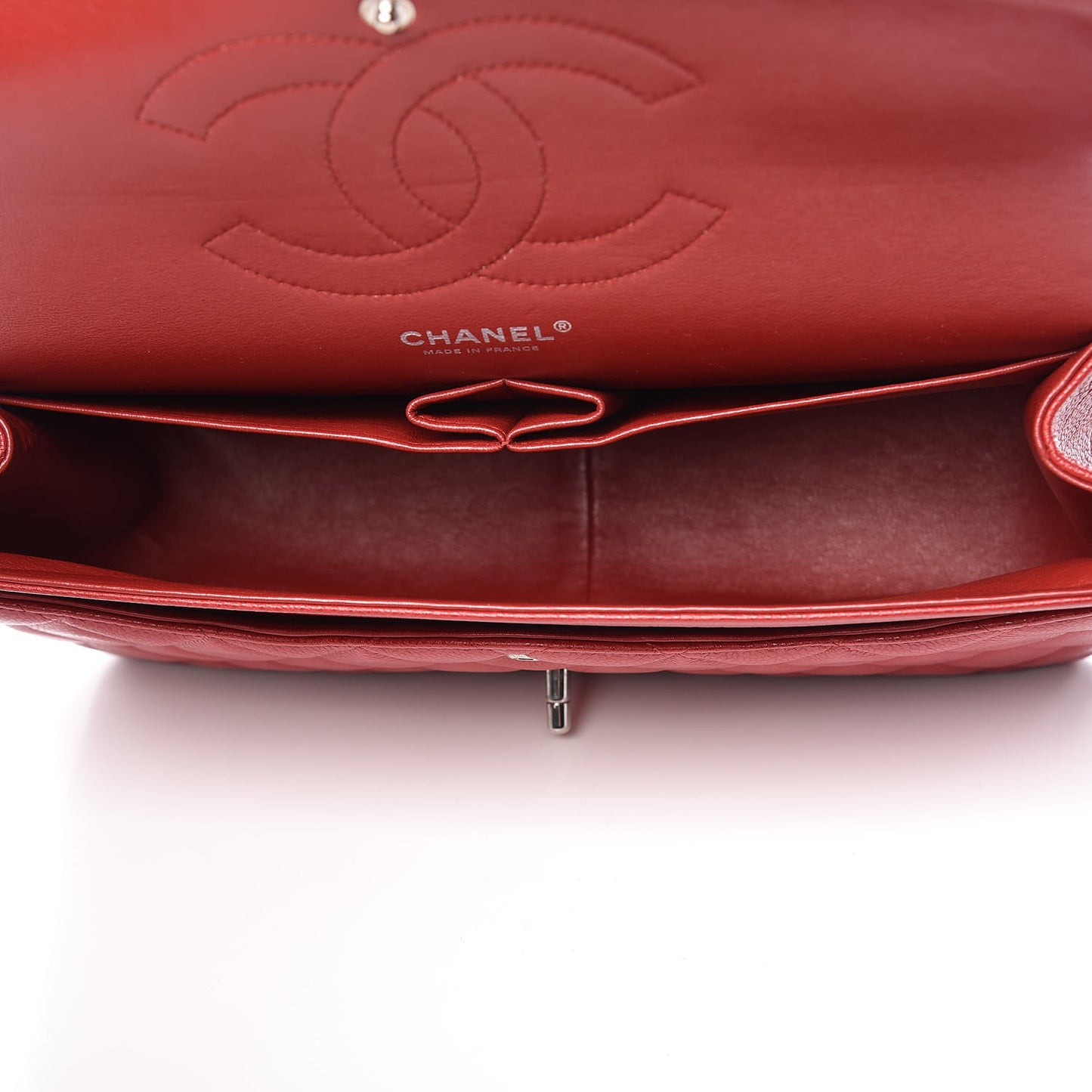 Caviar Quilted Jumbo Double Flap Red