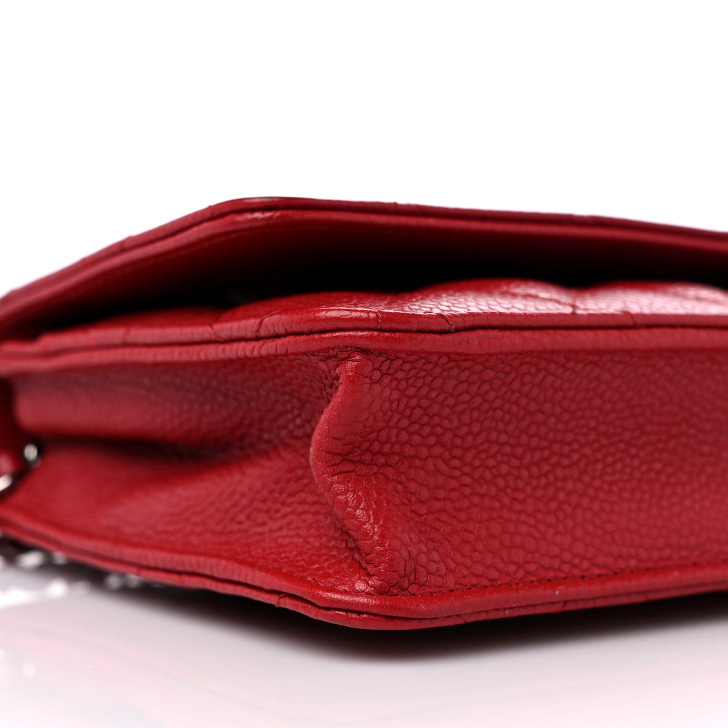 Caviar Quilted Wallet on Chain WOC Red