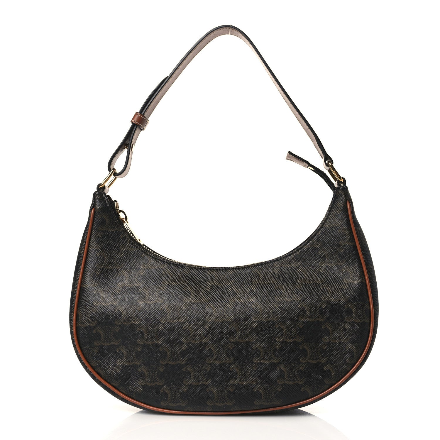 Celine Triomphe Canvas Calfskin Ava Shoulder Bag Tan 1 of 8