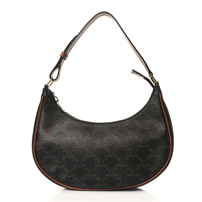 Celine Triomphe Canvas Calfskin Ava Shoulder Bag Tan 1 of 8